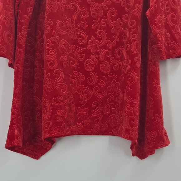 Ruby Rd Elegant Red Velvety Floral Tunic - Picture 6 of 16